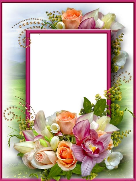 Free Flower Photo Frame for photoshop download - Beautiful Flowers