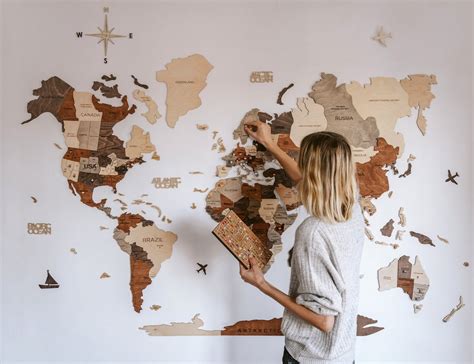 Wooden World Map Enjoy the Wood World Map Wall Art Home - Etsy