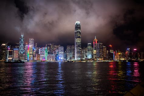 Download Hong Kong Skyline at Night Royalty Free Stock Photo and Image