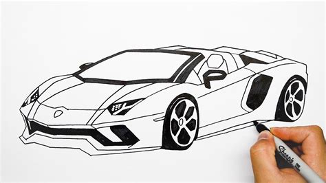 How to draw a car - Lamborghini Aventador - Step by step (Part 1) - YouTube