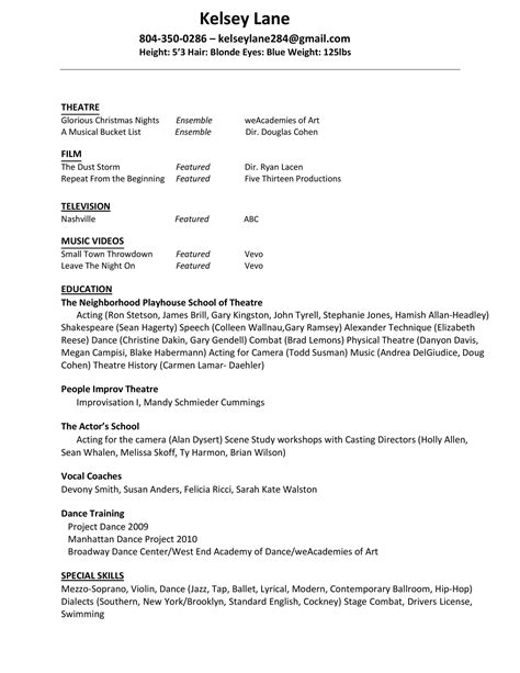 50 FREE Acting Resume Templates (Word & Google Docs) ᐅ TemplateLab