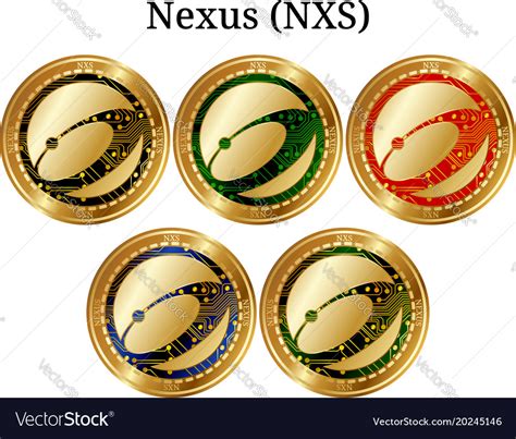 Set of physical golden coin nexus nxs Royalty Free Vector