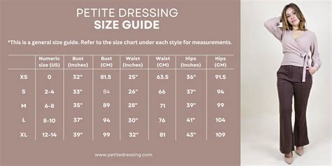 Petite Dressing Size Chart