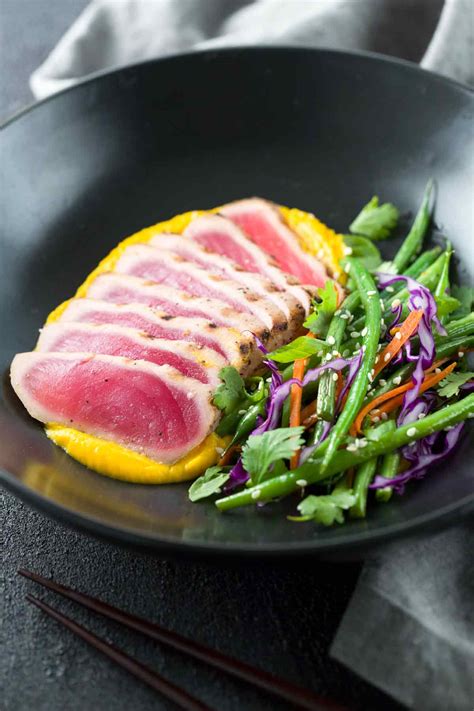 Seared Ahi Tuna with Crispy Sesame Green Beans | Jessica Gavin