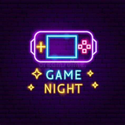 Game Night Neon Label stock vector. Illustration of gamepad - 153403137