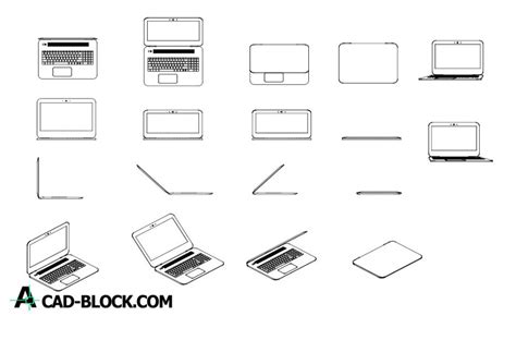 CAD Laptops 2D DWG - Free CAD Blocks