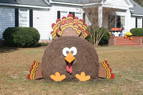 Unique (one of a kind) Thanksgiving Fall Harvest Round Hay Bale Decoration. Mr. Turkey:) Created ...