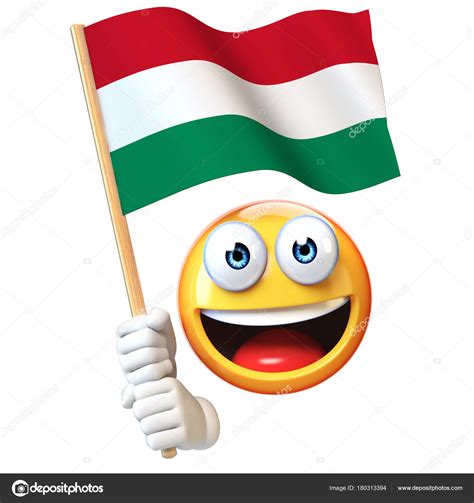 Emoji Holding Hungarian Flag Emoticon Waving National Flag Hungary Rendering Stock Photo by ...