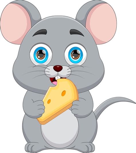 Premium Vector | Cartoon cute mouse eating cheese