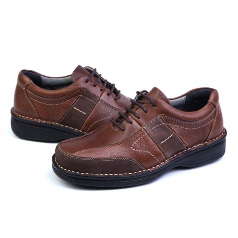 Mens brown leather urethane sole sports fashion casual sneakers