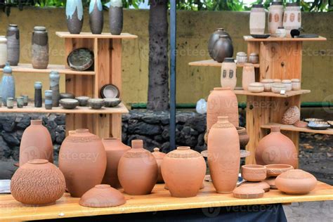 a table with many different types of pottery 33552250 Stock Photo at ...