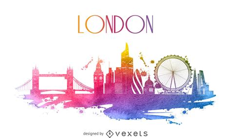 London Watercolor Skyline Silhouette Vector Download