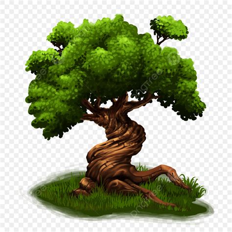 Free Psd PNG Image, Hand Drawn And Digital Painting Tree Green Free Png ...