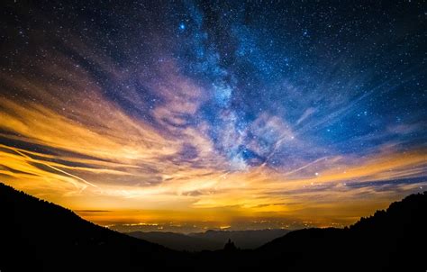 Wallpaper sunset, night, The sky, stars, space, sky, night, stars images for desktop, section ...