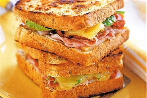 Super-special toasted ham and cheese sandwiches