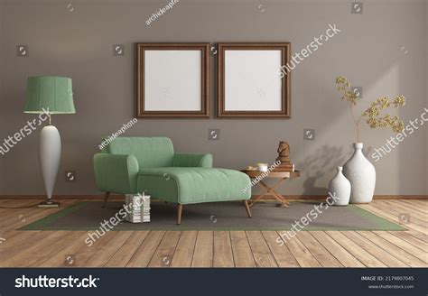 Modern Living Room Green Chaise Loungebrown Stock Illustration 2179807045 | Shutterstock