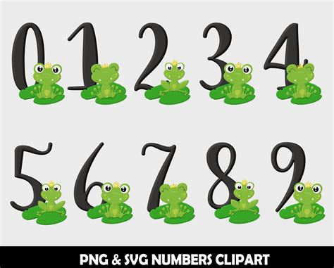 Printable Frogs SVG & PNG Clipart Frog Numbers Clipart Frog - Etsy