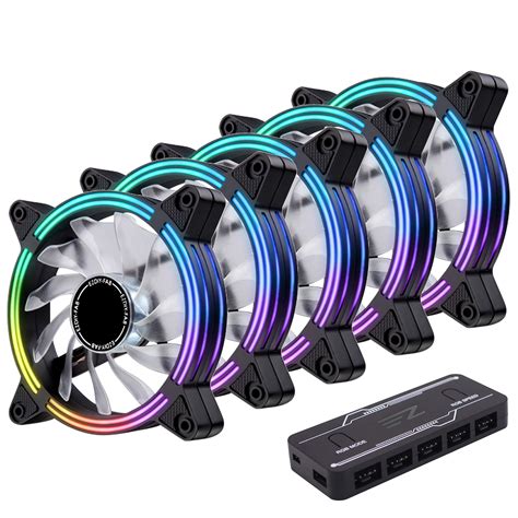 Buy EZDIY-FAB 120mm Dual Frame RGB PWM Fans for PC Case,Addressable RGB Case Fan with Fan Hubs ...