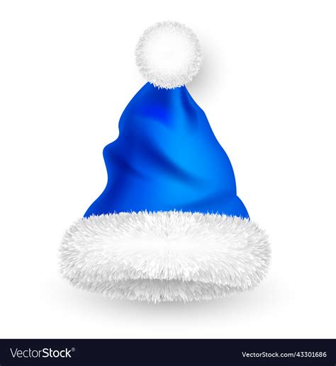 Santa claus hat with fur new year blue Royalty Free Vector