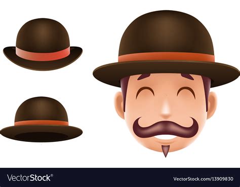 Gentleman victorian business cartoon bowler hat Vector Image