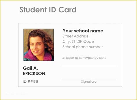 School Id Template Free Download Of Student Identification Card ...