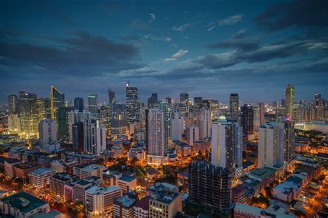 Manila City Skyline Nightview , Manila , Philippines Editorial Photography - Image of manila ...