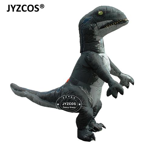 JYZCOS Jurassic World Velociraptor Blue Inflatable Dinosaur Costume Adult Fantasy Dinosaur ...