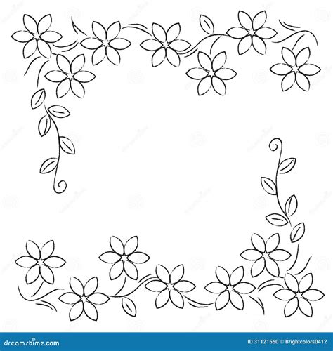 Black And White Simple Floral Border