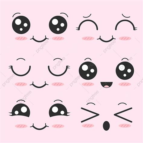 Cute Face Cartoon Expression Vector, Cute, Face, Kawaii PNG and Vector with Transparent ...