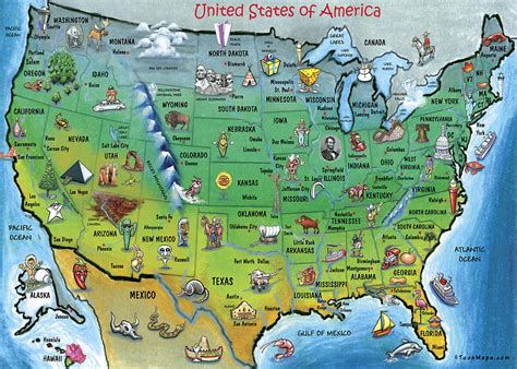 Usa Cartoon Map Painting by Kevin Middleton