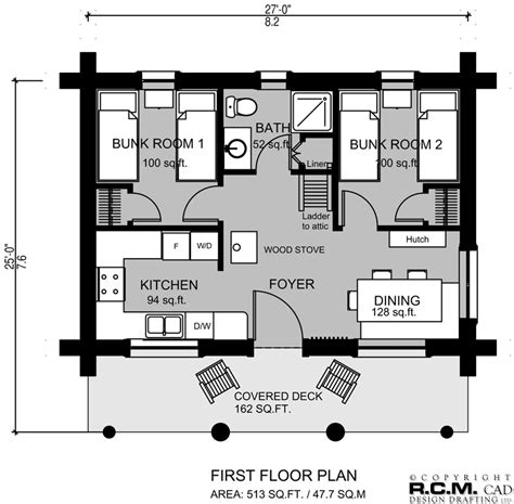 The Bunk House Log Home Styles - RCM Cad Design Drafting Ltd.