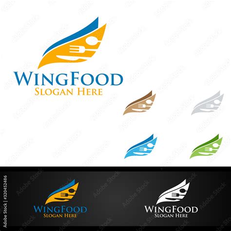 Wing Food Logo for Restaurant or Cafe Stock Vector | Adobe Stock