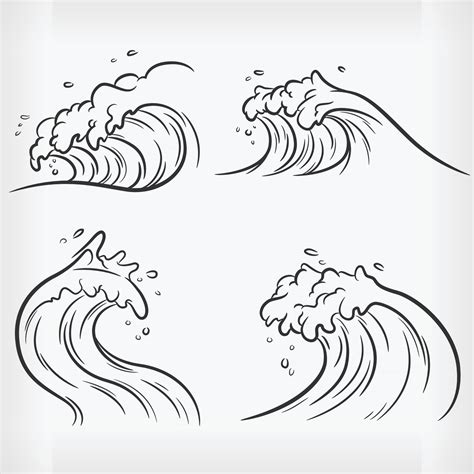 Doodle Ocean Wave Handdrawn Outline Sketch Beach Vector Drawing 2503054 Vector Art at Vecteezy