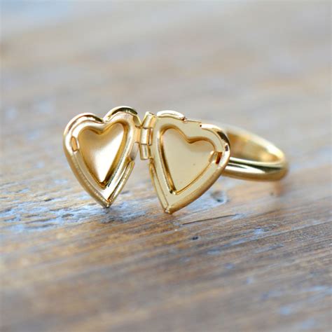 Heart Locket Ring in 24K Gold Plating GOLD Heart Picture