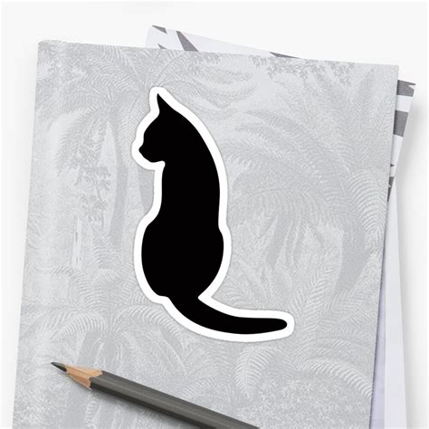 "Cat sitting down, silhouette" Sticker by Mhea | Redbubble