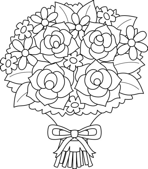 Wedding Flower Bouquet Isolated Coloring Page 12902446 Vector Art at Vecteezy