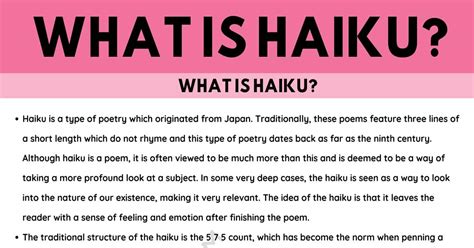 Haiku: Definition and Useful Examples of Haiku in the English Language • 7ESL