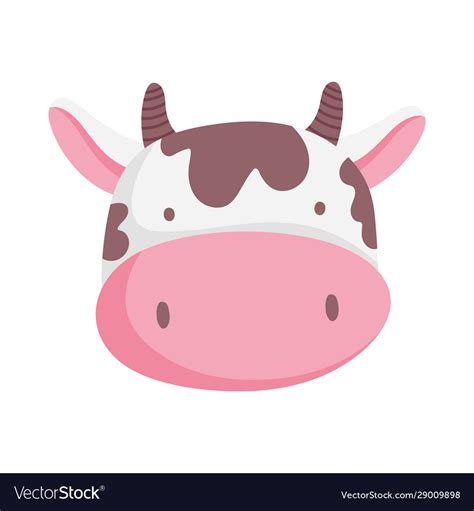 Cute cow face livestock farm animal cartoon Vector Image