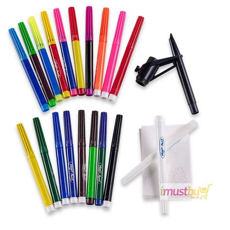 iMustbuy 20PC MAGIC PENS AMAZING COLOUR CHANGING PENS SET STENCILS BLOW PEN GIFT