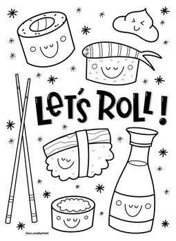 Sushi coloring page by Mrs Arnolds Art Room | TPT