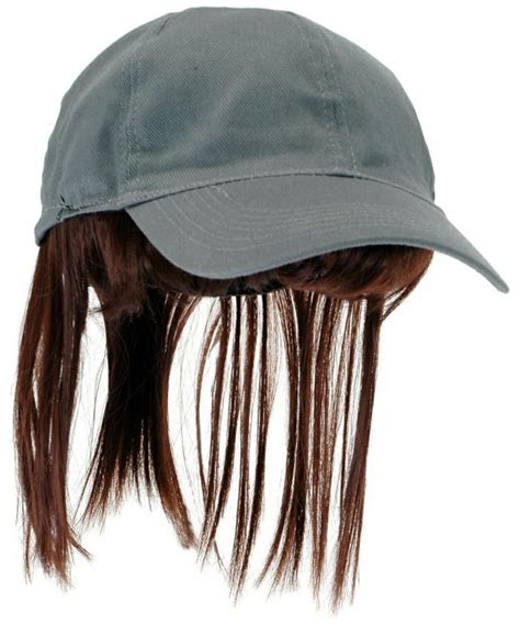 Gray Baseball Cap With Brown Bangs - Adult Hat - at Wonder Costumes