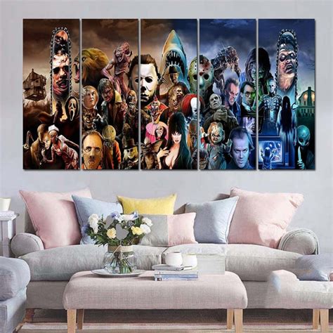 Horror Movie Characters Framed 5 Piece Canvas Wall Art Painting Wallpa – Buy Canvas Wall Art ...