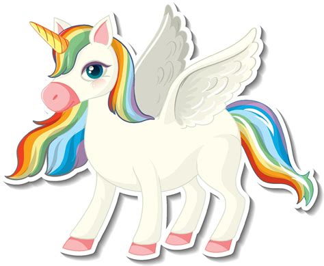 Cute unicorn stickers with a rainbow pegasus cartoon character 3244298 ...