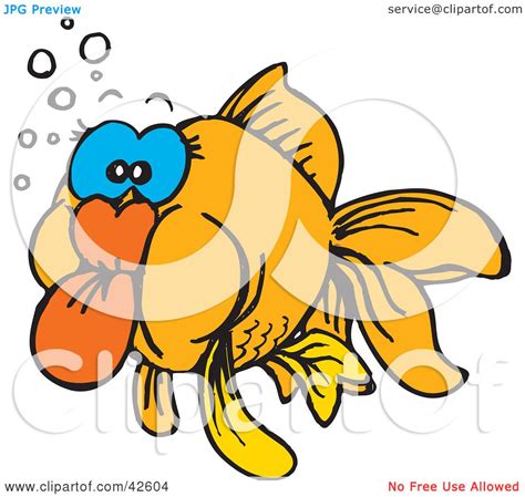 Clipart Illustration of a Silly Goldfish Making Funny Faces by Dennis Holmes Designs #42604