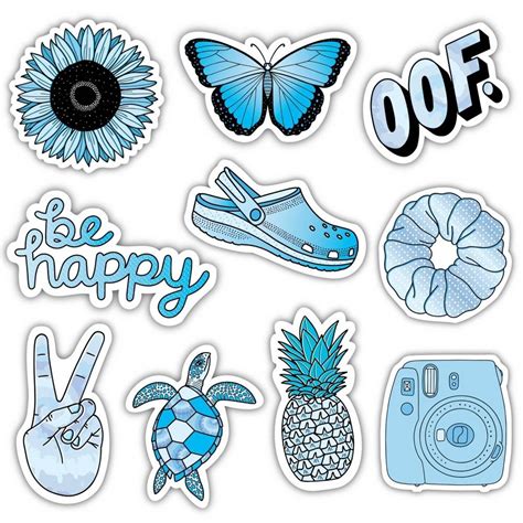 Big Moods Aesthetic Sticker Pack 10pc - Blue | Cute laptop stickers ...