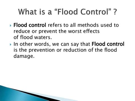 Methods of flood control