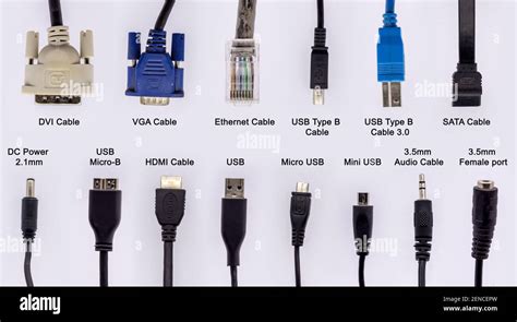 computer cables with different connectors for network and data ...