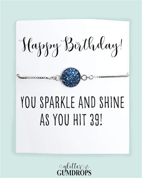 Happy 39th Birthday Card and Bracelet Personalized Age 39 | Etsy