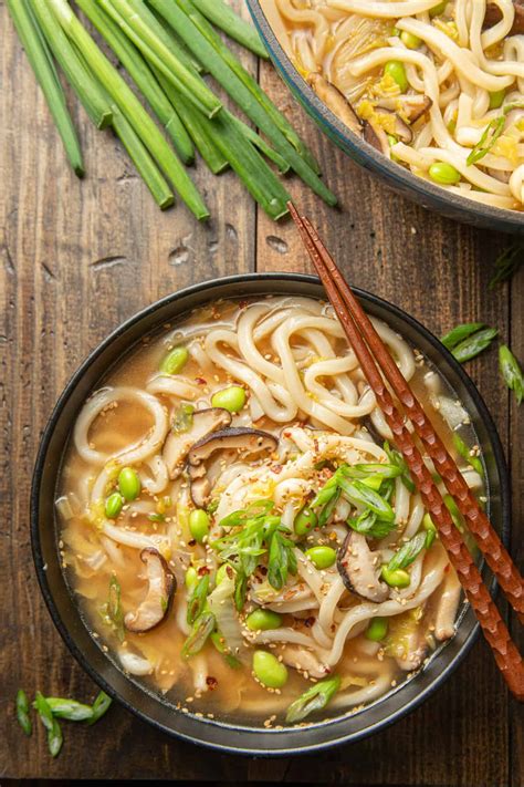 Udon Noodle Soup with Miso Broth - Connoisseurus Veg