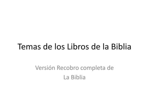 Temas de los libros de la biblia